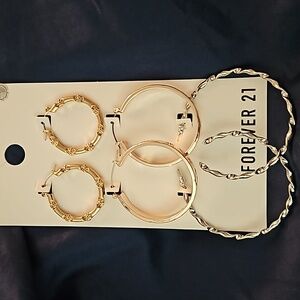 Forever 21 3 sets hoop earrings